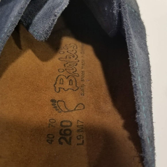 Birkenstock Birki's Mules Shoes Womens Size 9 Blue Suede Slip On Clog Lace Up - Picture 11 of 12